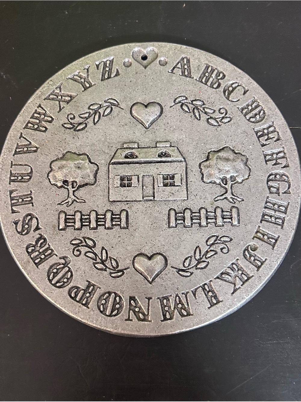 Vintage Carson Pewter Bun Warmer Home Sweet Home ABCs